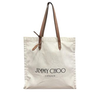 Jimmy Choo London Brown Canvas Leather Tote Bag (Pre-Owned)