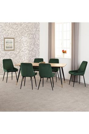 Seconique Hamilton Large Dining Set with Avery Chairs in Green