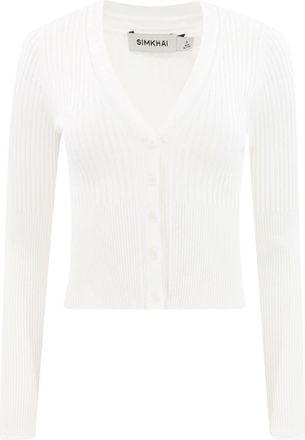 SIMKHAI Ailany ribbed-knit cardigan - women - Nylon/Rayon/Spandex/Elastane - S - White