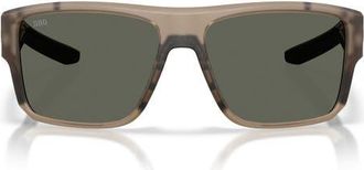 Costa Taxman 59mm Polarized Rectangular Sunglasses in Matte Brown Smoke /Gray 580G at Nordstrom