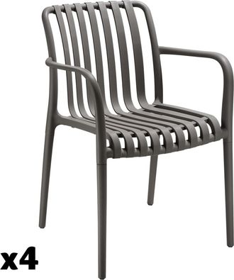 TecTake Set de 4 sillas de jard&iacute;n apilables y 54,5x58x80,5 cm, antracita
