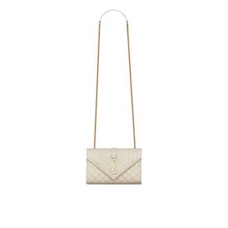 Saint Laurent Womens Envelope Small Bag - Ivory Leather - One Size
