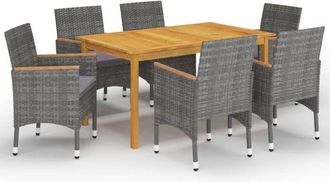 vidaXL Juego De Comedor De Jard&iacute;n De 7 Piezas Gris Vidaxl