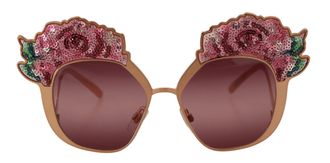Dolce & Gabbana Pink Gold Rose Sequin Borduursel DG2202 Dames Zonnebril