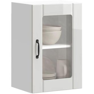 vidaXL Vidaxl - Pensile da Cucina con Porta in Vetro Lucca Bianco Lucido