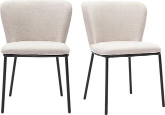 Miliboo Sillas De Tejido Efecto Terciopelo Texturizado Beige Y Metal Negro (lote De 2) Lisor