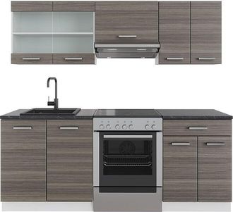 Vicco Mueble de cocina R-Line, Precioso gris/blanco, 200 cm, et Antracita