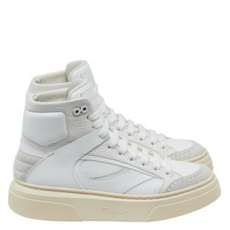 Ferragamo Cassio Leather High-Top Sneakers, Size 7