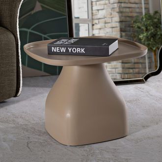 Dmora Mesa De Sal&oacute;n Derben, Para Interior/exterior, Esquinas Redondeadas, Forma Cuadrada, Color Gris, 48x48x38h Cm Gris Tortora