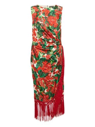 Dolce & Gabbana floral tassel dress - Red
