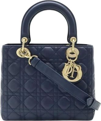 Dior Borsa Pre-owned Lady Dior in Pelle Cannage - - Pre-owned - Donna - Blu - ONE SIZE