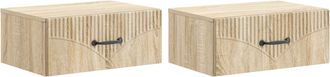vidaXL Mesita De Noche De Pared 2 Uds. Roble Sonoma 49 X 34,5 X 20 Cm Vidaxl