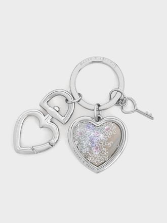 Charles & Keith Heart Lock Crystal Keychain