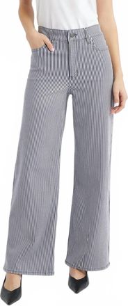 Frame Denim Womens Le Slim Palazzo Wide Leg Jeans In Navy Stripe