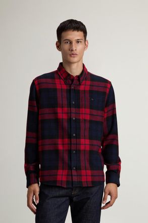 Woolrich uomo Camicia di flanella Trout Run in misto lana con motivo a quadri Rosso Taglia XXL