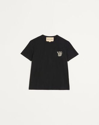 Valentino Cotton T-Shirt With Vg Patch Man BLACK 3XL