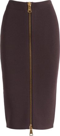 Elisabetta Franchi Midi gebreide rok met ritssluiting aan de voorkant - Dames - Kokerrokken - Bruin - S - Rokken