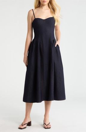 ASTR the Label Margaux Denim Dress in Dark Denim at Nordstrom, Size X-Small