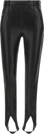 Balmain Lamslederen broek met beugel - Dames - Leren Broeken - Zwart - XS - Leer - Broeken