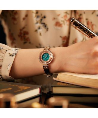 Victoria Hyde London Womens Ladies Watches Small Dial Analog Quartz Woman with Clear Crystal Elegant Gold Watch for green black - Dark Green Stainless Steel - One Size