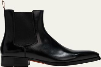 Santoni Mens Eugene Leather Chelsea Boots