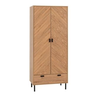 Seconique Seconique - Leon 2 Door 1 Drawer Wardrobe - L47 x W80 x H190.5 cm - Medium Oak Effect