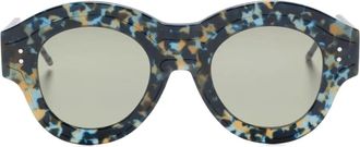 Thom Browne Occhiali da sole tondi con effetto tartarugato - Blu