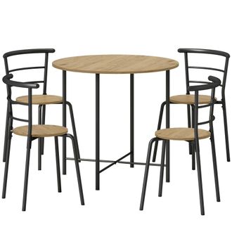 HOMCOM Conjunto de comedor 85x85x76 cm madera natural