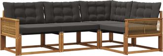 vidaXL Conjunto De Sof&aacute;s De Exterior 4 Uds. Natural Y Negro Vidaxl