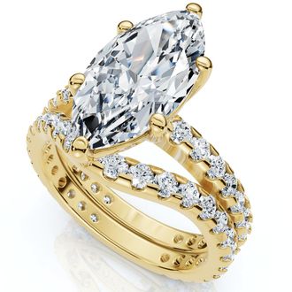 Pompeii3 Certified 4 1/2Ct Marquise Diamond Wedding Engagement Ring Set 14k Gold Lab Grow