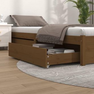 vidaXL Cajones De Cama 2 Unidades Madera Maciza De Pino Marr&oacute;n Miel Vidaxl