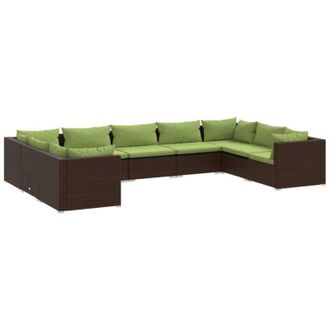 vidaXL 9 Pcs Garden Lounge Set Con Coj&iacute;n Mimbre Pe Brown