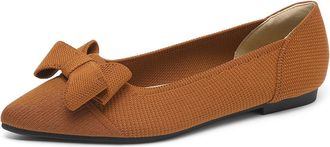 Generic Womens Latin Dance Shoes Womens Flats Shoes Pointed Slip On for Women Comfortable Elegant Dressy Toe Bow Knit Ballet Flat, 5 UK Blue Comfortable Pract