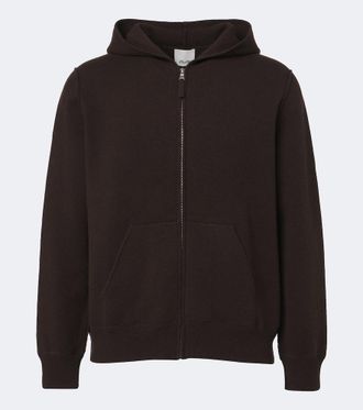 Allude Knitted wool and cashmere zip-up hoodie