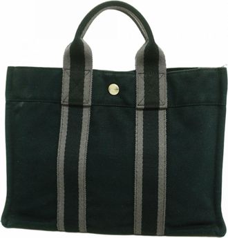 Herm&egrave;s Black Canvas Tote Bag (Pre-Owned)