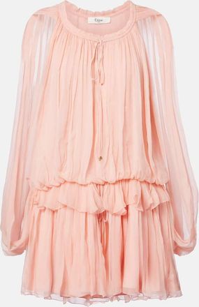 Chlo&eacute; Caped ruffled silk muslin minidress