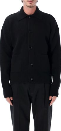 Ami Refined Interlock Wool Collar Cardigan