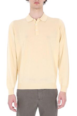 Drumohr Yellow Long-Sleeve Cotton Polo Shirt
