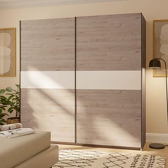 Dmora Armario 2 Puertas Nalika, Ropero Dormitorio 2 Estantes, Perchero, 2 Puertas, 200x204h Cm Roble Marr&oacute;n