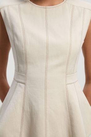 Karen Millen Womens Petite Tencel Cotton Contrast Zip Up Woven Peplum Top - White - Size 12 UK