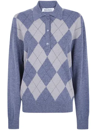 R&oacute;he Polo Wool Check Argyle Mouline