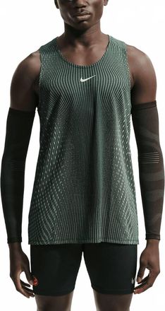 Nike Stride Aero Fit Running Tank Top In Black/light Green Spark/reflective Silver