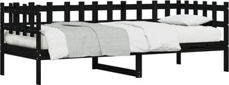 vidaXL Vidaxl - Sof&aacute; Cama Sin Colch&oacute;n Madera Maciza De Pino Negro 90x190 Cm