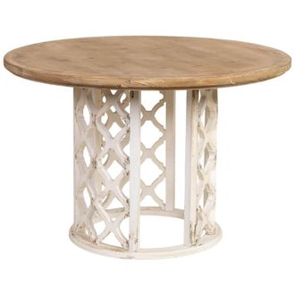 Wanderlust Deco Mesa de comedor de madera marr&oacute;n y blanca 120x120x79h cm