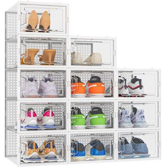 OEM Juego De 12 Cajas De Almacenamiento De Zapatos, Cajas Apilables De Pl&aacute;stico Transparente Para Guardar Zapatos, Contenedores Organizadores