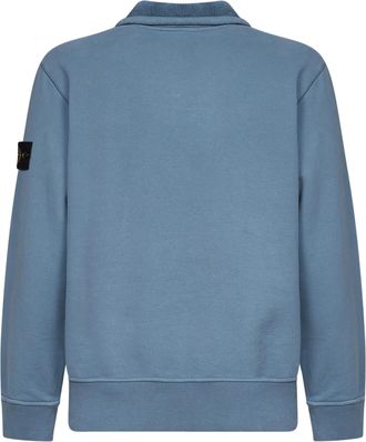Stone Island Half-Zip Brushed Organic Cotton Sweatshirt - Blue