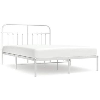 Berkfield Home Metal Bed Frame with Headboard White 140x190 cm