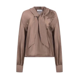 Nukus Nukus - Angie Blouse Tie - Dames - Blouses & Shirts - Bruin - Maat: S Viscose
