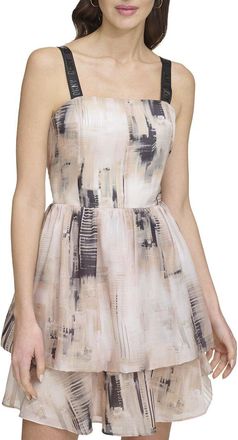 DKNY Printed Organza Mini Dress