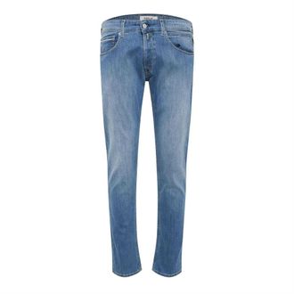 Replay Heren Katoenen Denim Rechte Jeans (Blauw)